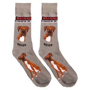 Boxer Warning Fighter Box Dog Men's Foozys Cute Dogs Gray 2 Pairs Socks